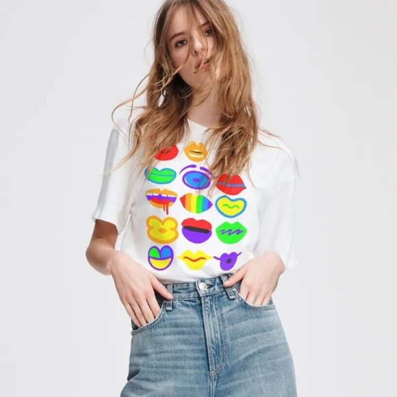 rag and bone Unisex Pride Lips Tee - Limited Edition - Picture 1 of 10